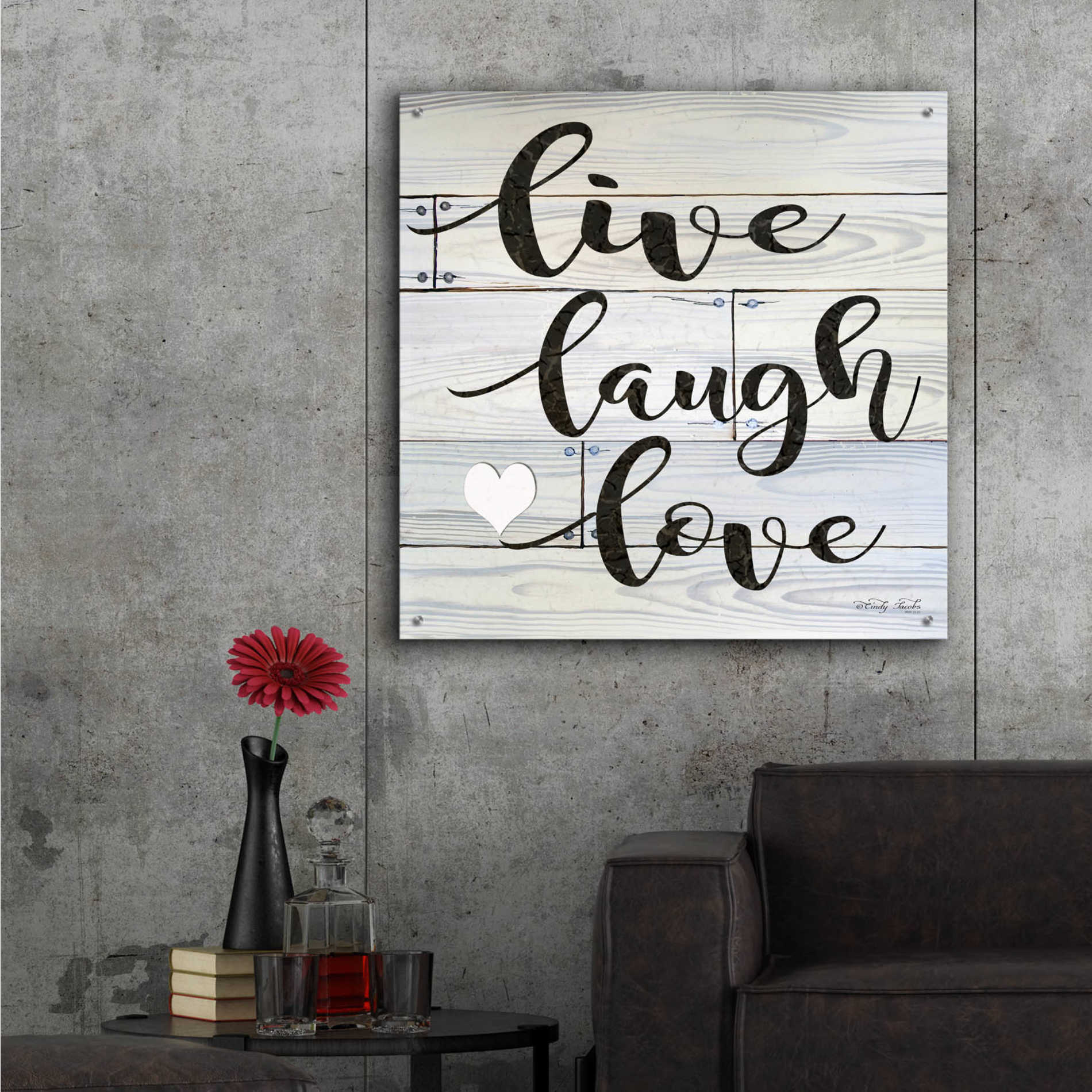 Epic Art 'Live, Laugh, Love' by Cindy Jacobs, Acrylic Glass Wall Art,36x36