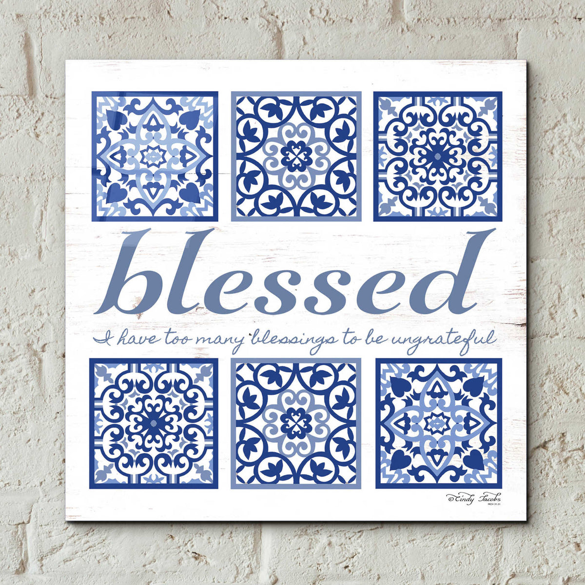 Epic Art 'Blessed Tile' by Cindy Jacobs, Acrylic Glass Wall Art,12x12