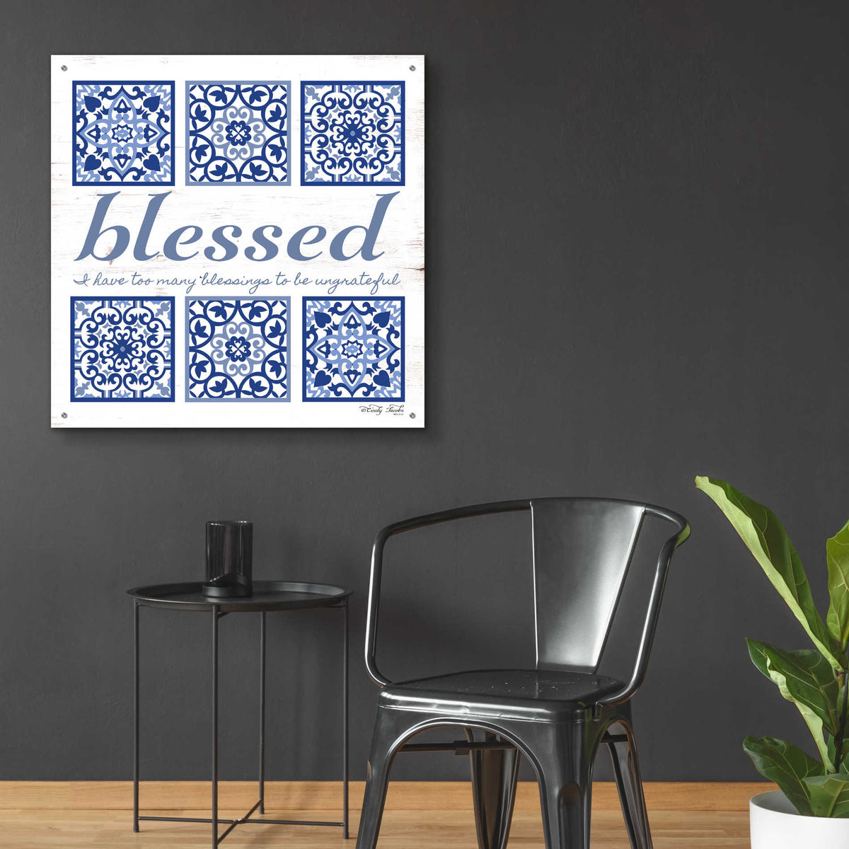 Epic Art 'Blessed Tile' by Cindy Jacobs, Acrylic Glass Wall Art,36x36