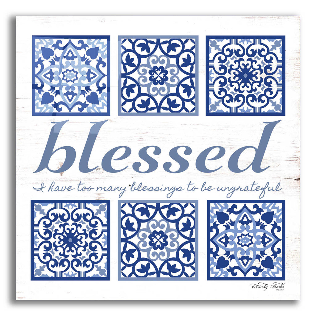Epic Art 'Blessed Tile' by Cindy Jacobs, Acrylic Glass Wall Art