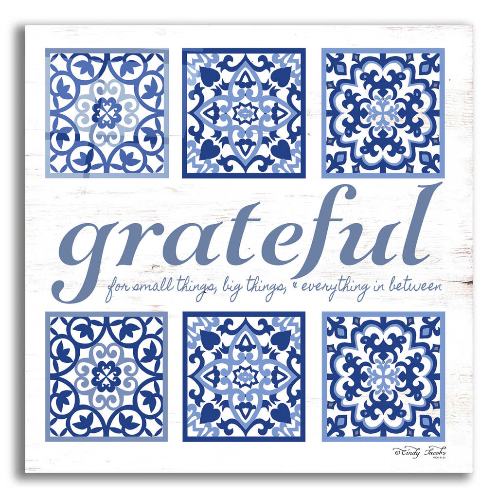 Epic Art 'Grateful Tile' by Cindy Jacobs, Acrylic Glass Wall Art