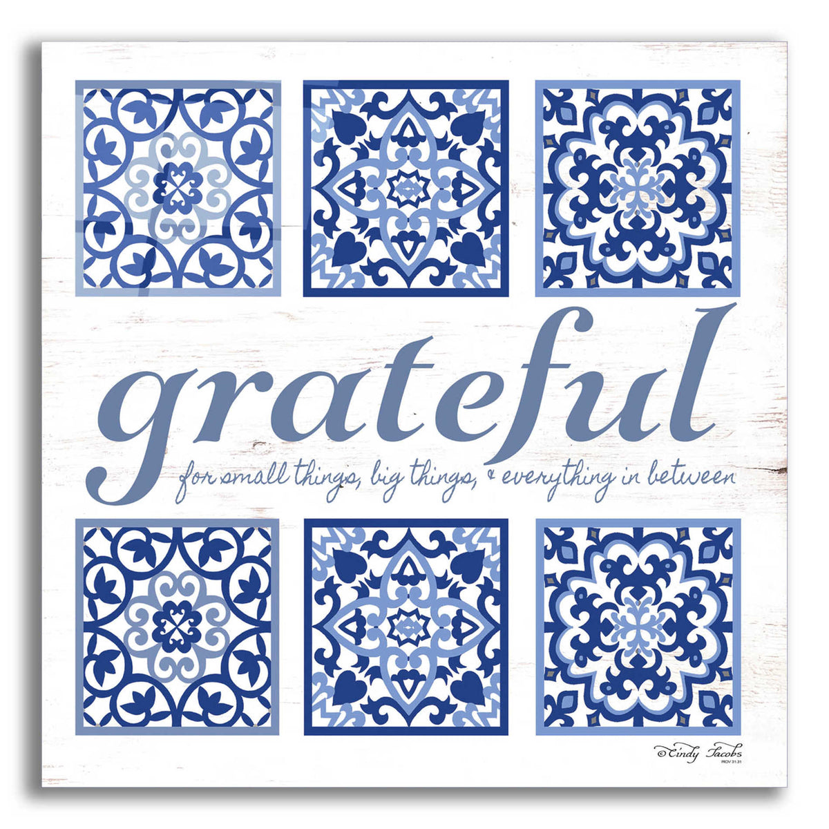 Epic Art 'Grateful Tile' by Cindy Jacobs, Acrylic Glass Wall Art