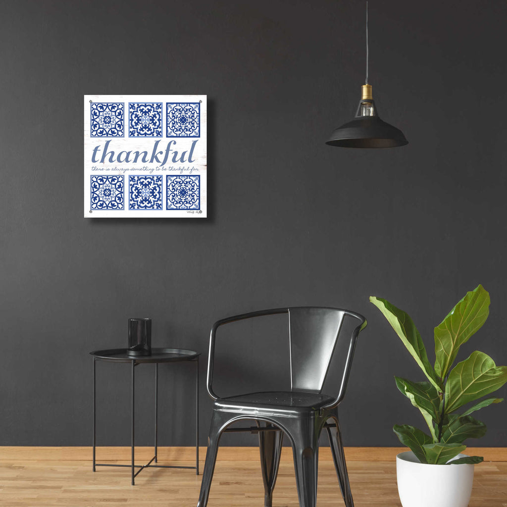 Epic Art 'Thankful Tile' by Cindy Jacobs, Acrylic Glass Wall Art,24x24
