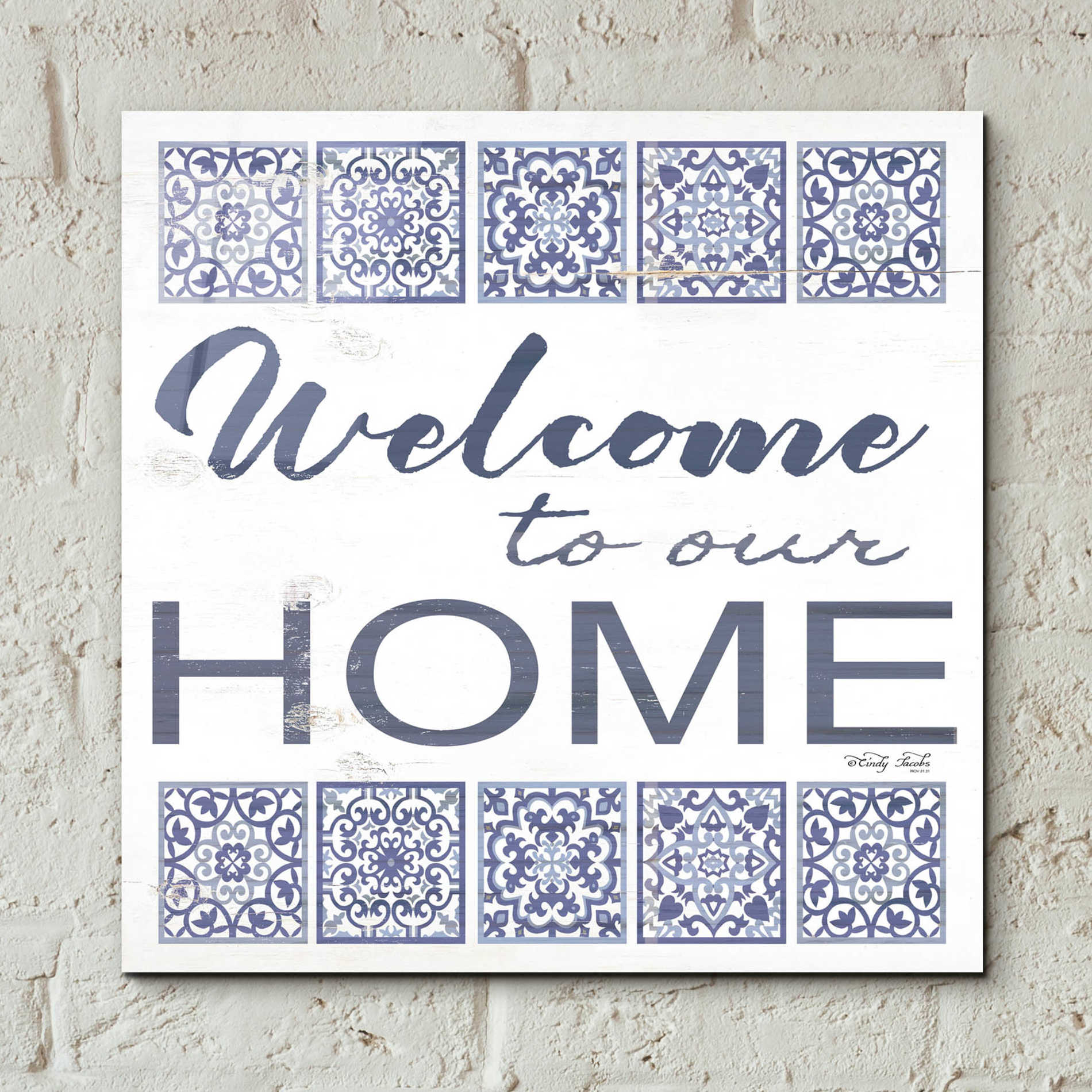 Epic Art 'Welcome to Our Home Tile' by Cindy Jacobs, Acrylic Glass Wall Art,12x12
