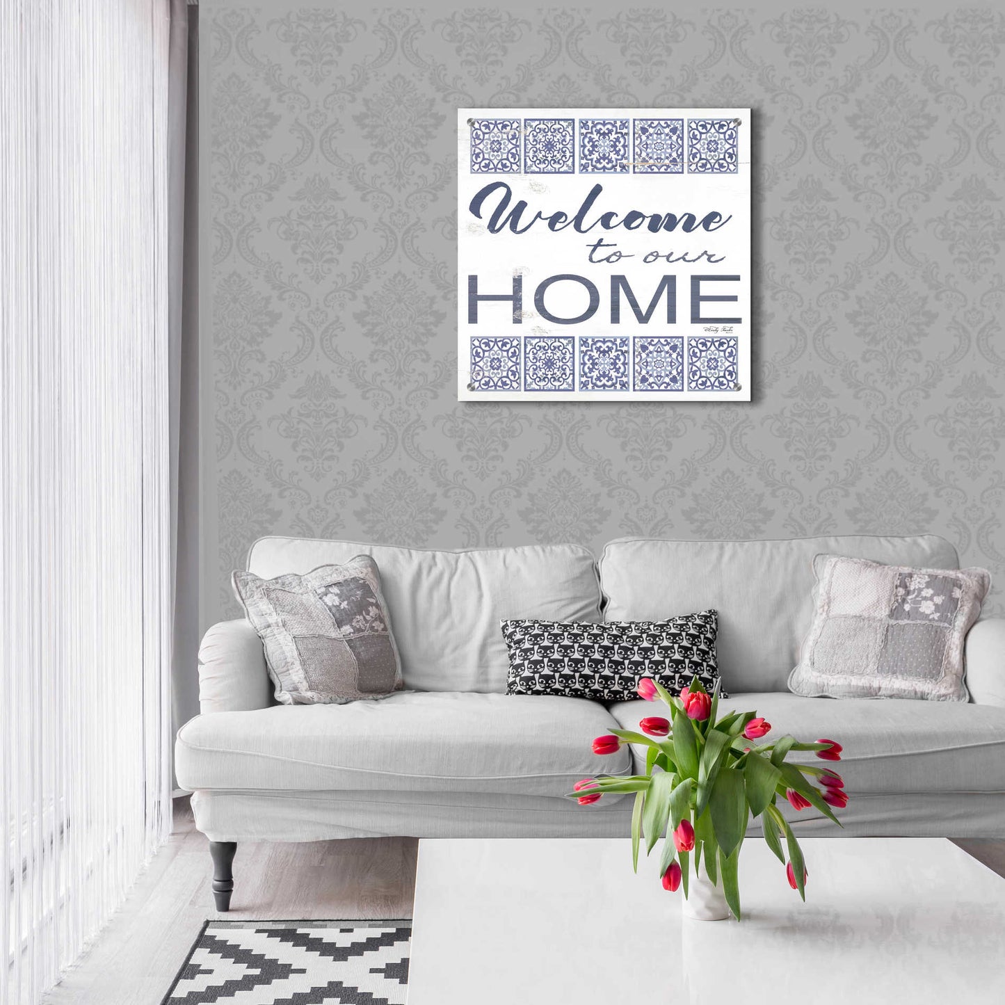 Epic Art 'Welcome to Our Home Tile' by Cindy Jacobs, Acrylic Glass Wall Art,24x24