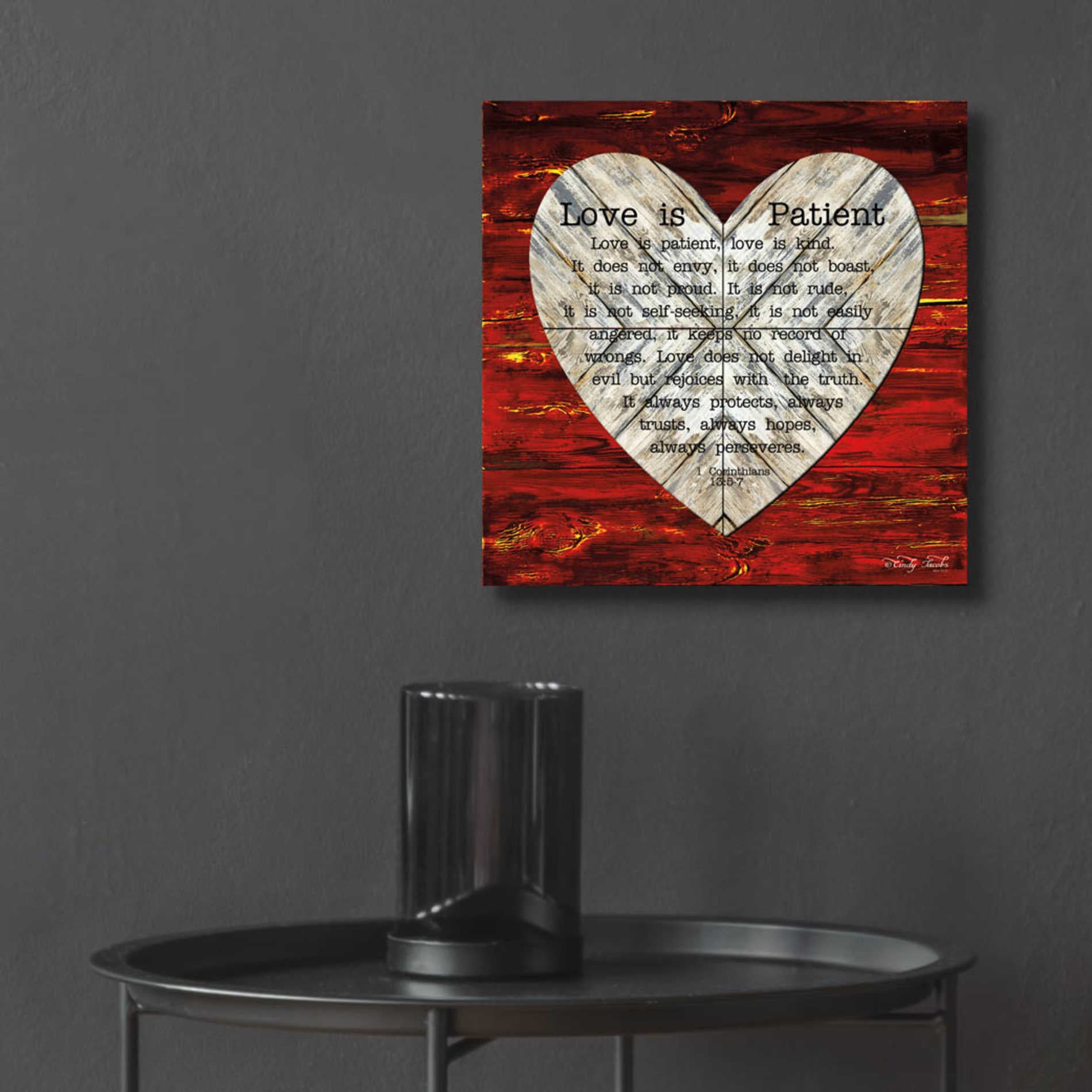 Epic Art 'Love is Patient' by Cindy Jacobs, Acrylic Glass Wall Art,12x12