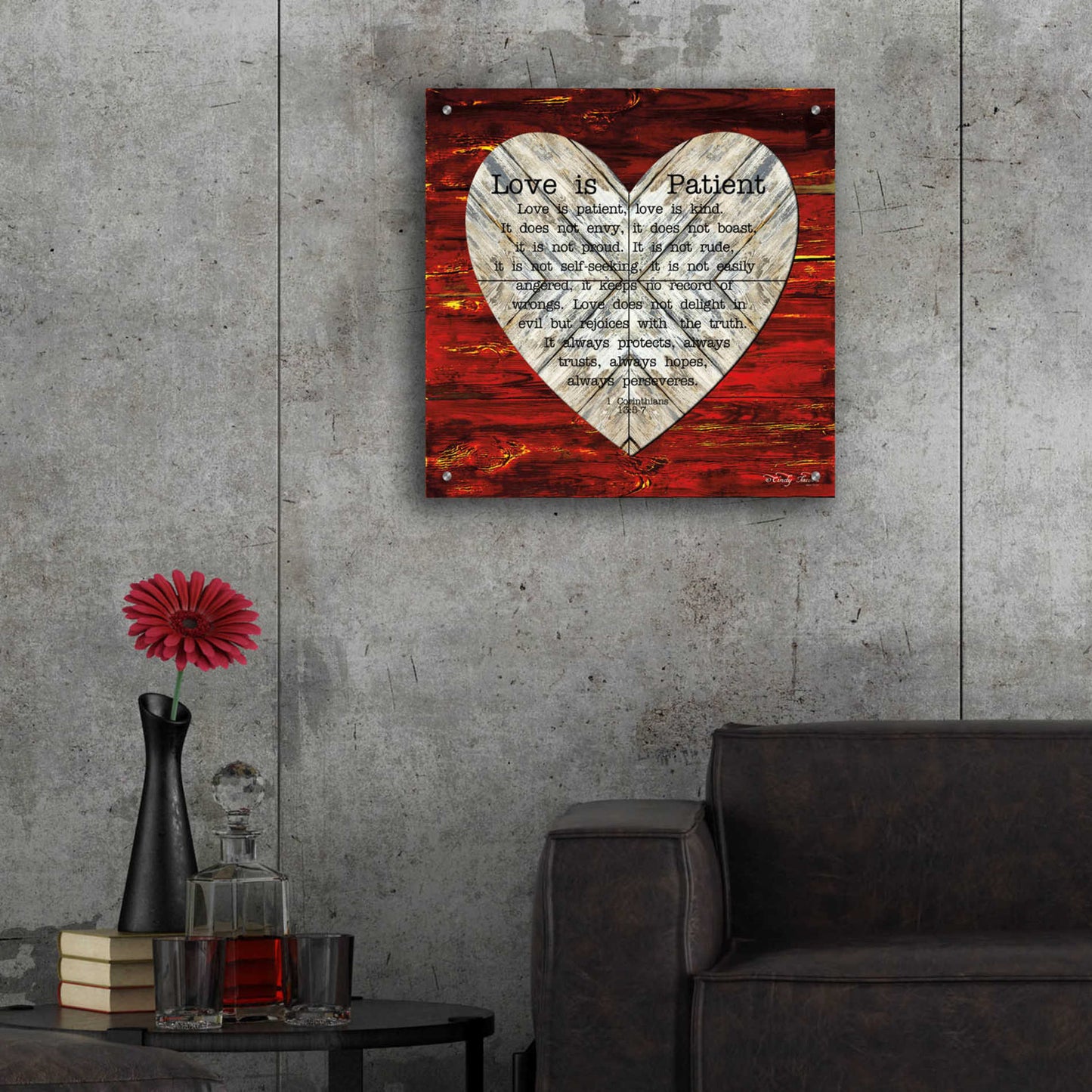 Epic Art 'Love is Patient' by Cindy Jacobs, Acrylic Glass Wall Art,24x24