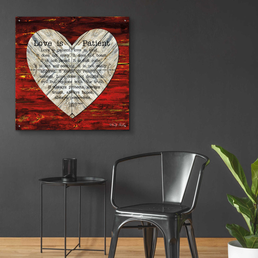 Epic Art 'Love is Patient' by Cindy Jacobs, Acrylic Glass Wall Art,36x36