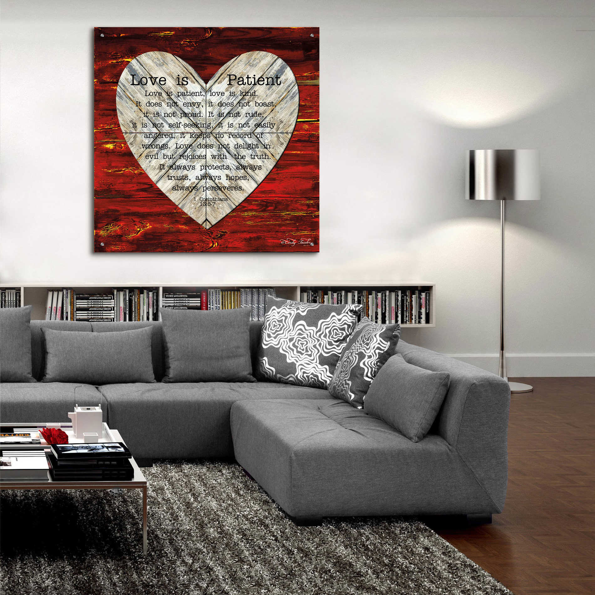 Epic Art 'Love is Patient' by Cindy Jacobs, Acrylic Glass Wall Art,36x36
