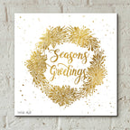 Epic Art 'Seasons Greetings Gold Wreath' by Cindy Jacobs, Acrylic Glass Wall Art,12x12