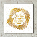 Epic Art 'Christmas and New Year Gold Wreath' by Cindy Jacobs, Acrylic Glass Wall Art,12x12