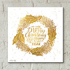 Epic Art 'Christmas and New Year Gold Wreath' by Cindy Jacobs, Acrylic Glass Wall Art,12x12
