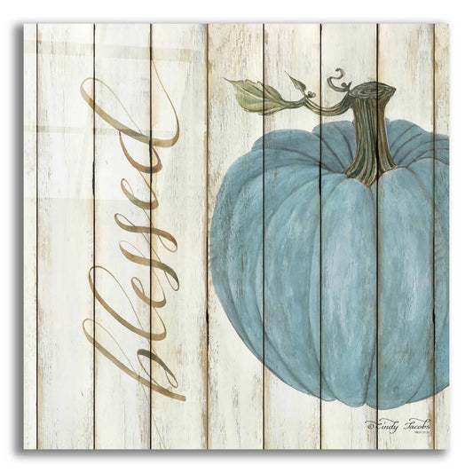 Epic Art 'Blessed Blue Pumpkin' by Cindy Jacobs, Acrylic Glass Wall Art