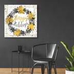 Epic Art 'Happy Holidays Birch Wreath' by Cindy Jacobs, Acrylic Glass Wall Art,36x36