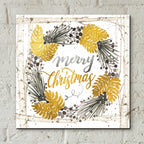 Epic Art 'Merry Christmas Birch Wreath' by Cindy Jacobs, Acrylic Glass Wall Art,12x12