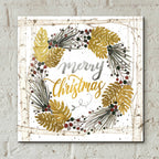 Epic Art 'Merry Christmas Birch Wreath with Berries' by Cindy Jacobs, Acrylic Glass Wall Art,12x12