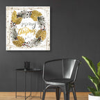 Epic Art 'Merry Christmas Birch Wreath with Berries' by Cindy Jacobs, Acrylic Glass Wall Art,36x36