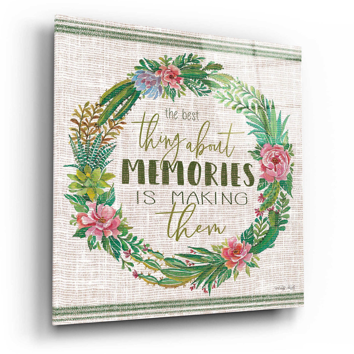 Epic Art 'Making Memories Succulent Wreath' by Cindy Jacobs, Acrylic Glass Wall Art,12x12