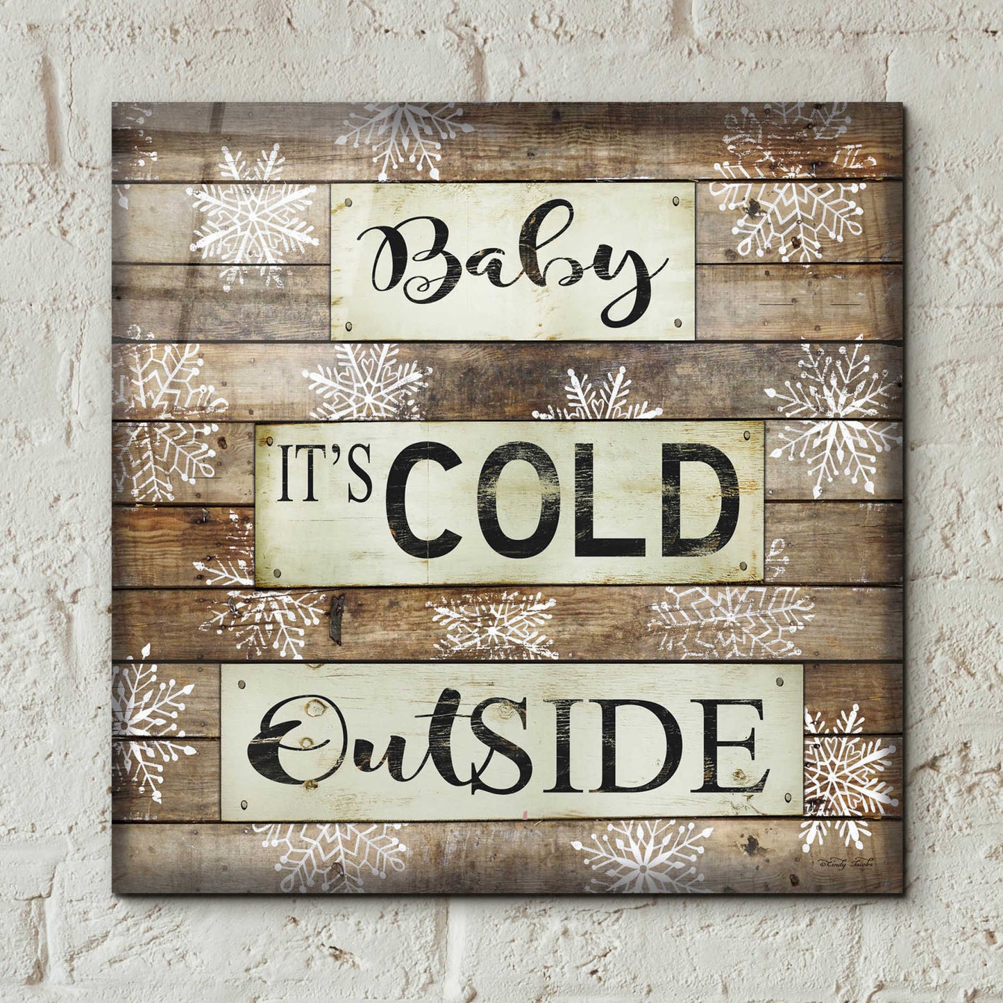 Epic Art 'Baby It's Cold Outside' by Cindy Jacobs, Acrylic Glass Wall Art,12x12