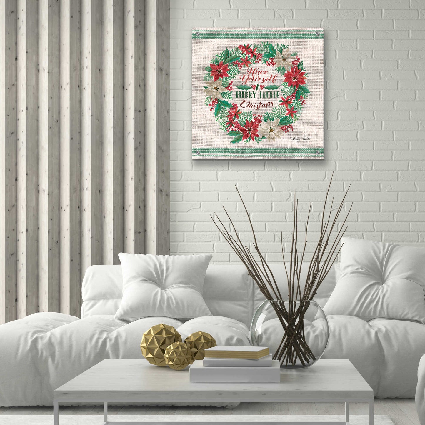 Epic Art 'Have Yourself a Merry Little Christmas Embroidery' by Cindy Jacobs, Acrylic Glass Wall Art,24x24