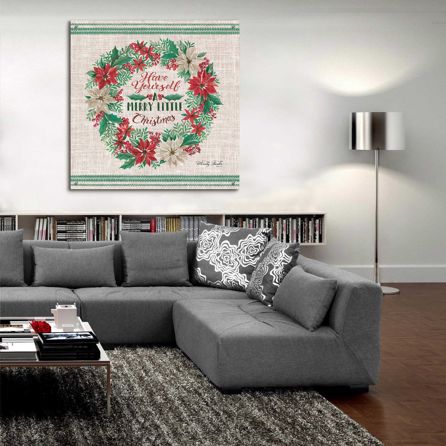 Epic Art 'Have Yourself a Merry Little Christmas Embroidery' by Cindy Jacobs, Acrylic Glass Wall Art,36x36