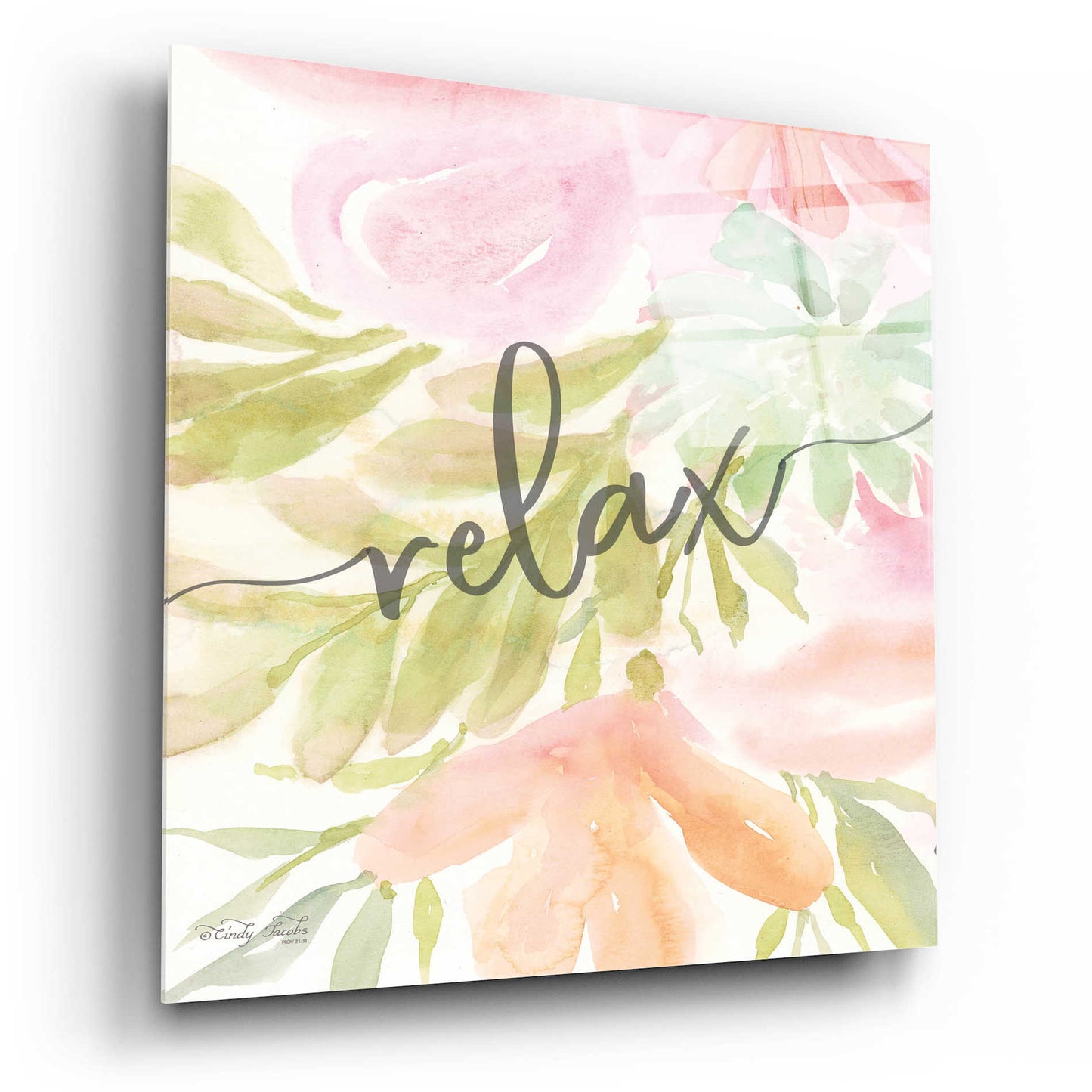 Epic Art 'Floral Relax' by Cindy Jacobs, Acrylic Glass Wall Art,12x12