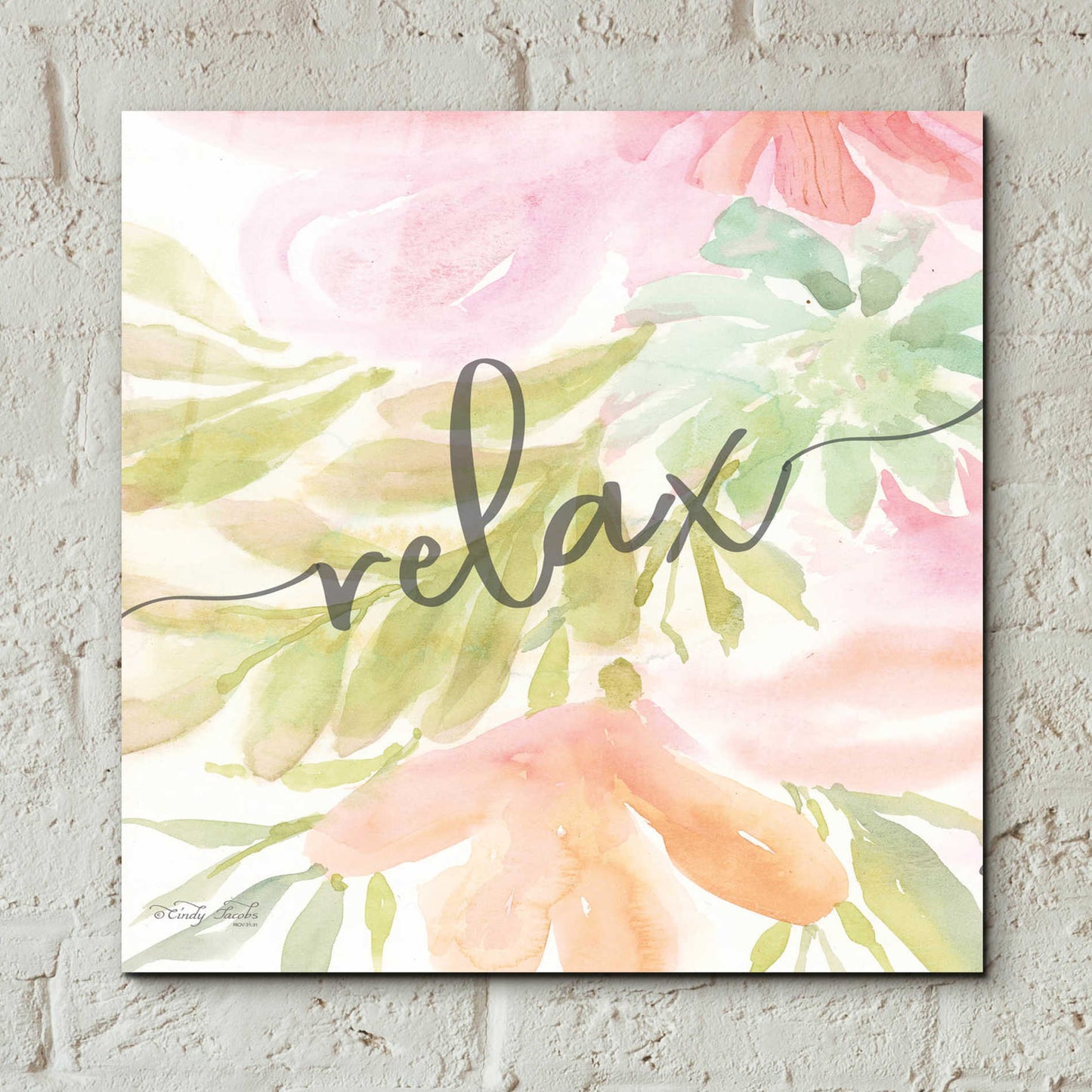 Epic Art 'Floral Relax' by Cindy Jacobs, Acrylic Glass Wall Art,12x12