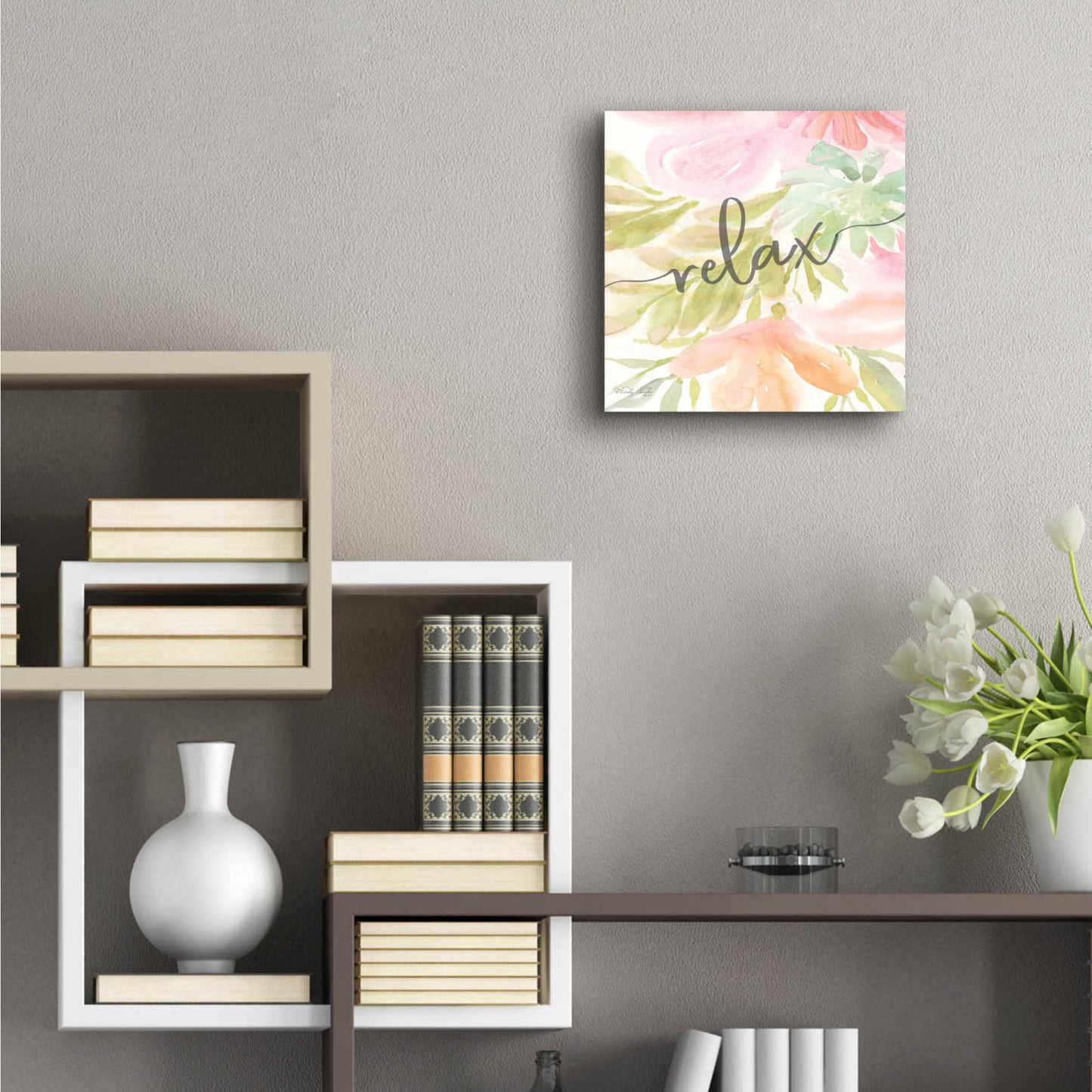 Epic Art 'Floral Relax' by Cindy Jacobs, Acrylic Glass Wall Art,12x12