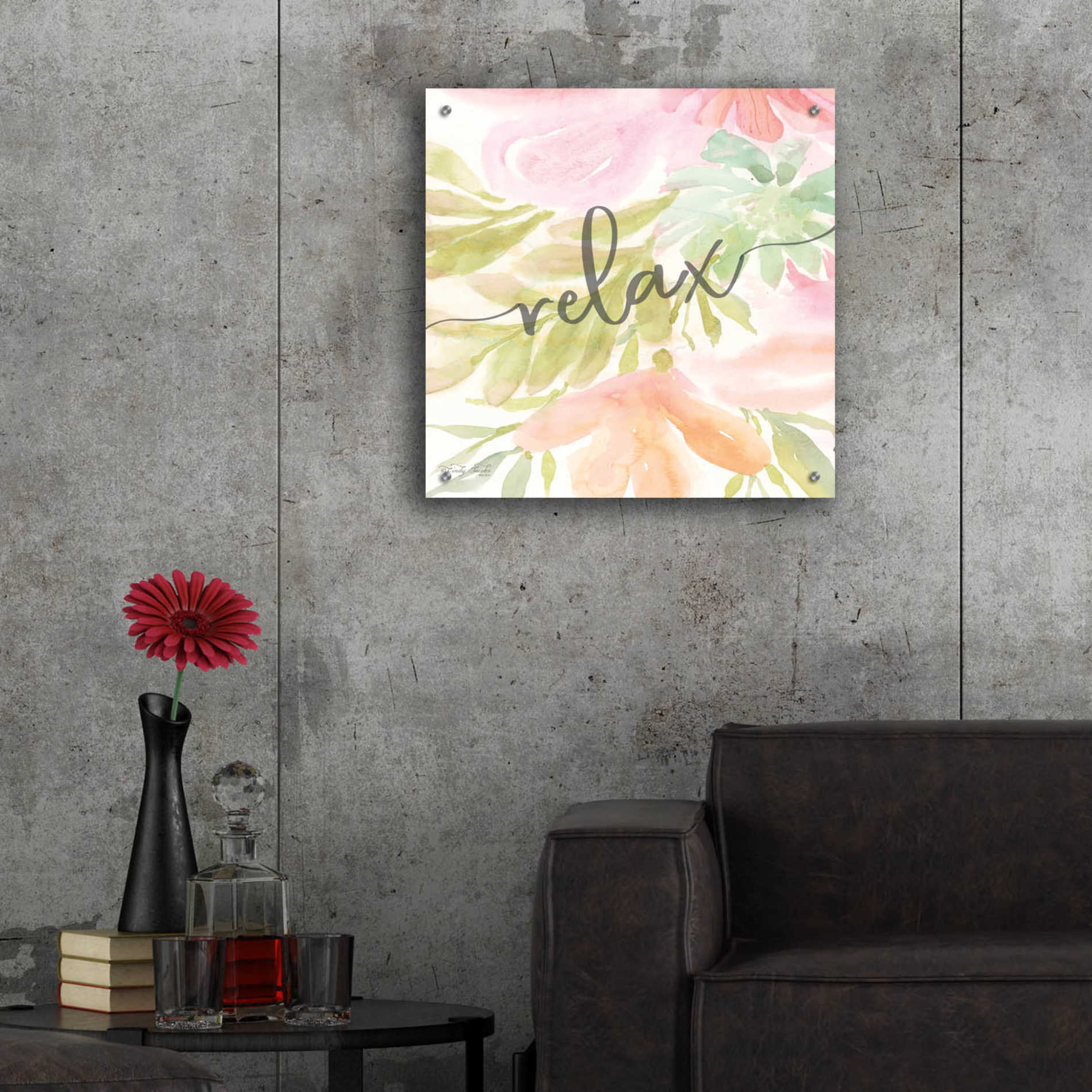 Epic Art 'Floral Relax' by Cindy Jacobs, Acrylic Glass Wall Art,24x24
