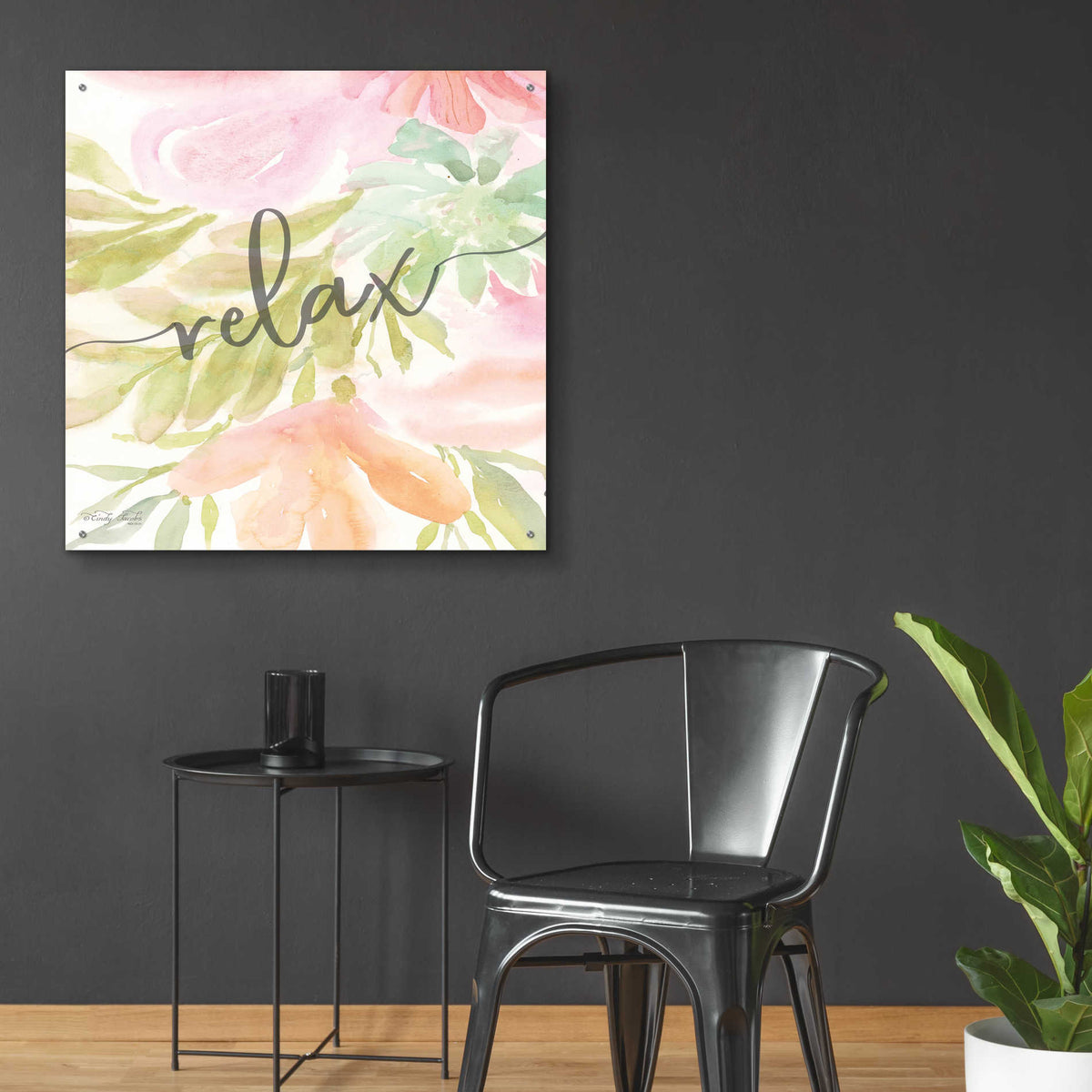 Epic Art 'Floral Relax' by Cindy Jacobs, Acrylic Glass Wall Art,36x36