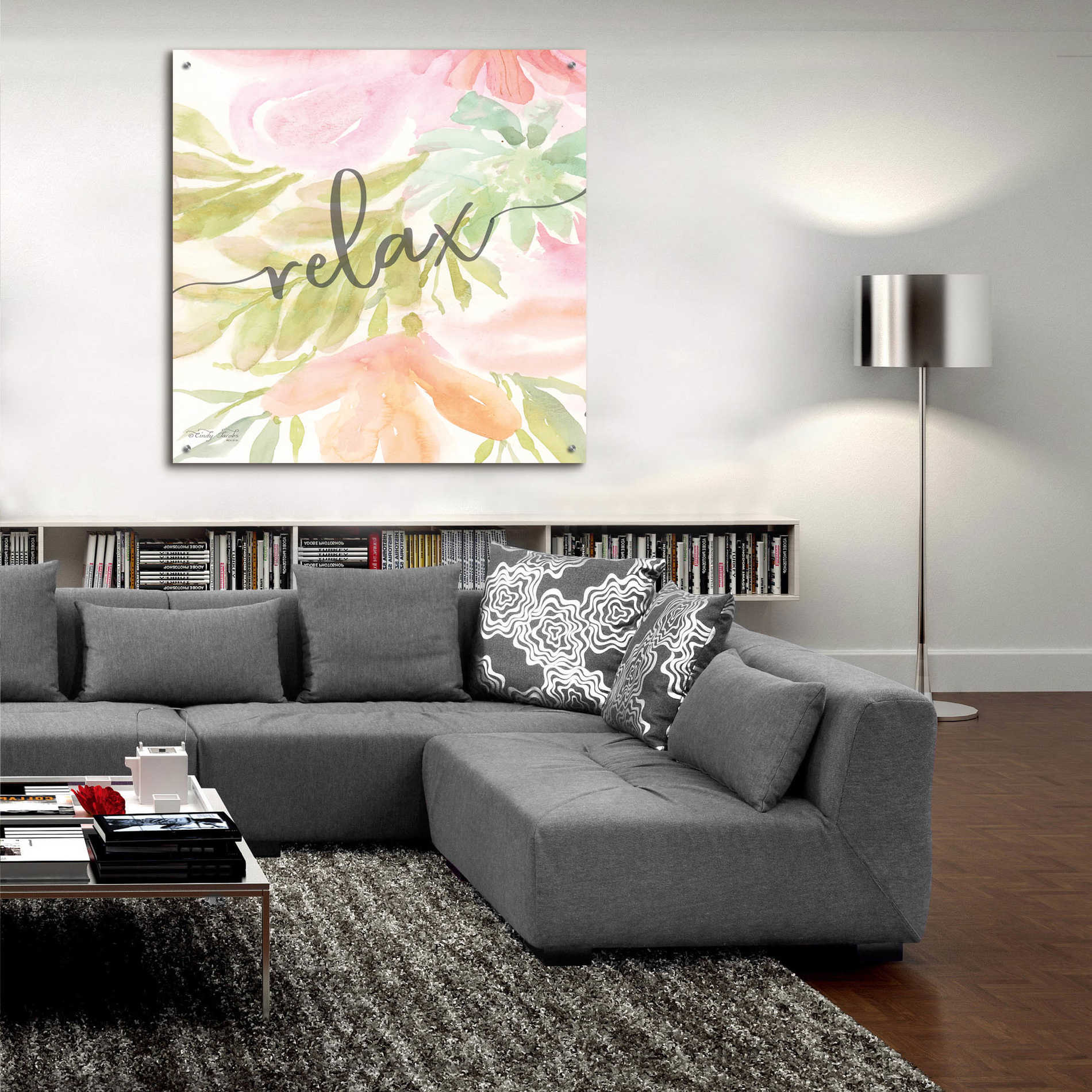 Epic Art 'Floral Relax' by Cindy Jacobs, Acrylic Glass Wall Art,36x36