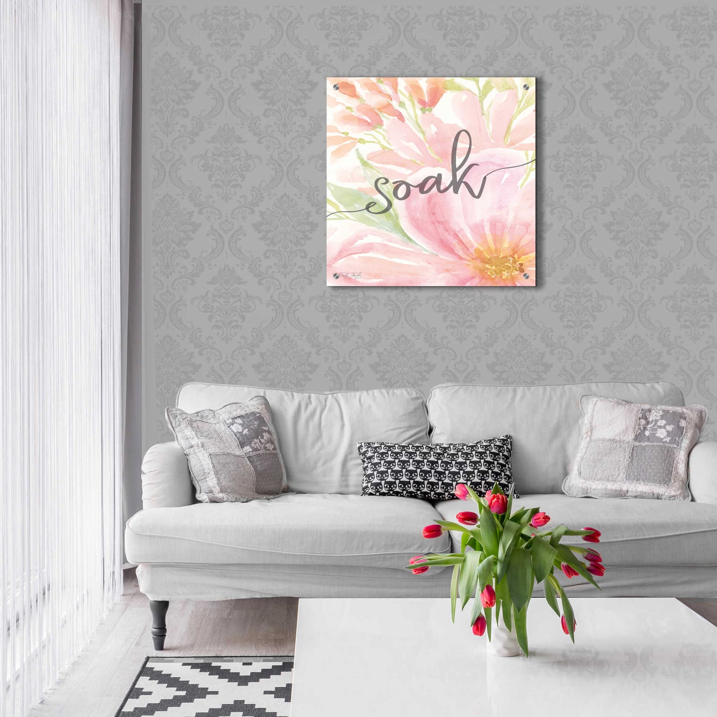 Epic Art 'Floral Soak' by Cindy Jacobs, Acrylic Glass Wall Art,24x24