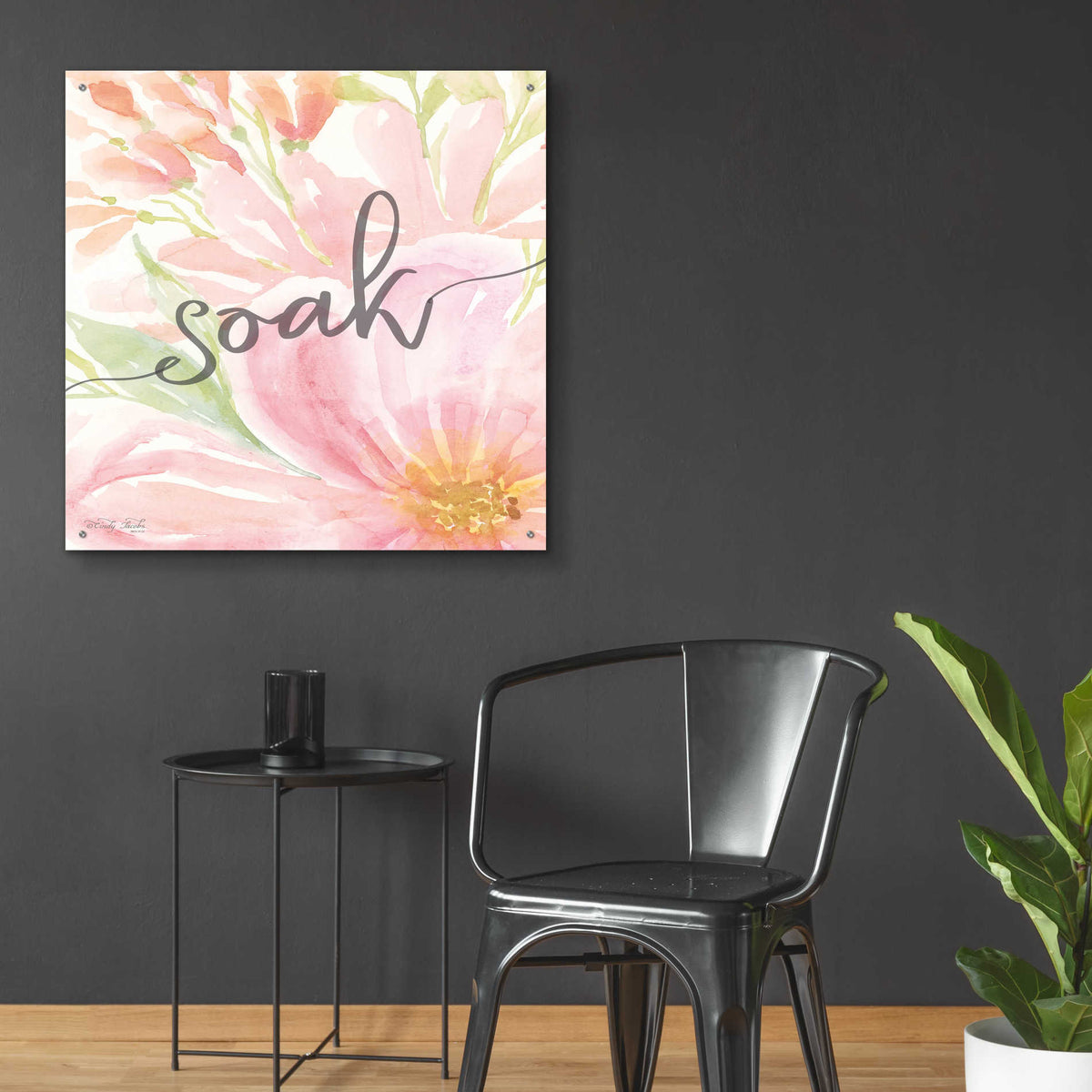 Epic Art 'Floral Soak' by Cindy Jacobs, Acrylic Glass Wall Art,36x36