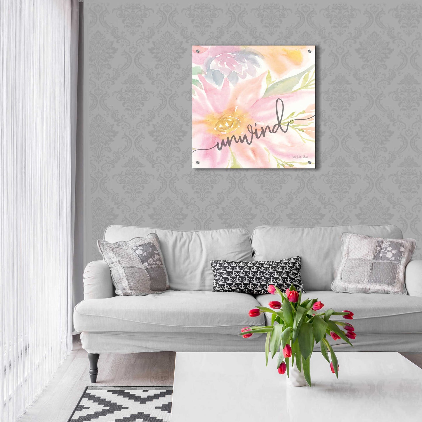 Epic Art 'Floral Unwind' by Cindy Jacobs, Acrylic Glass Wall Art,24x24