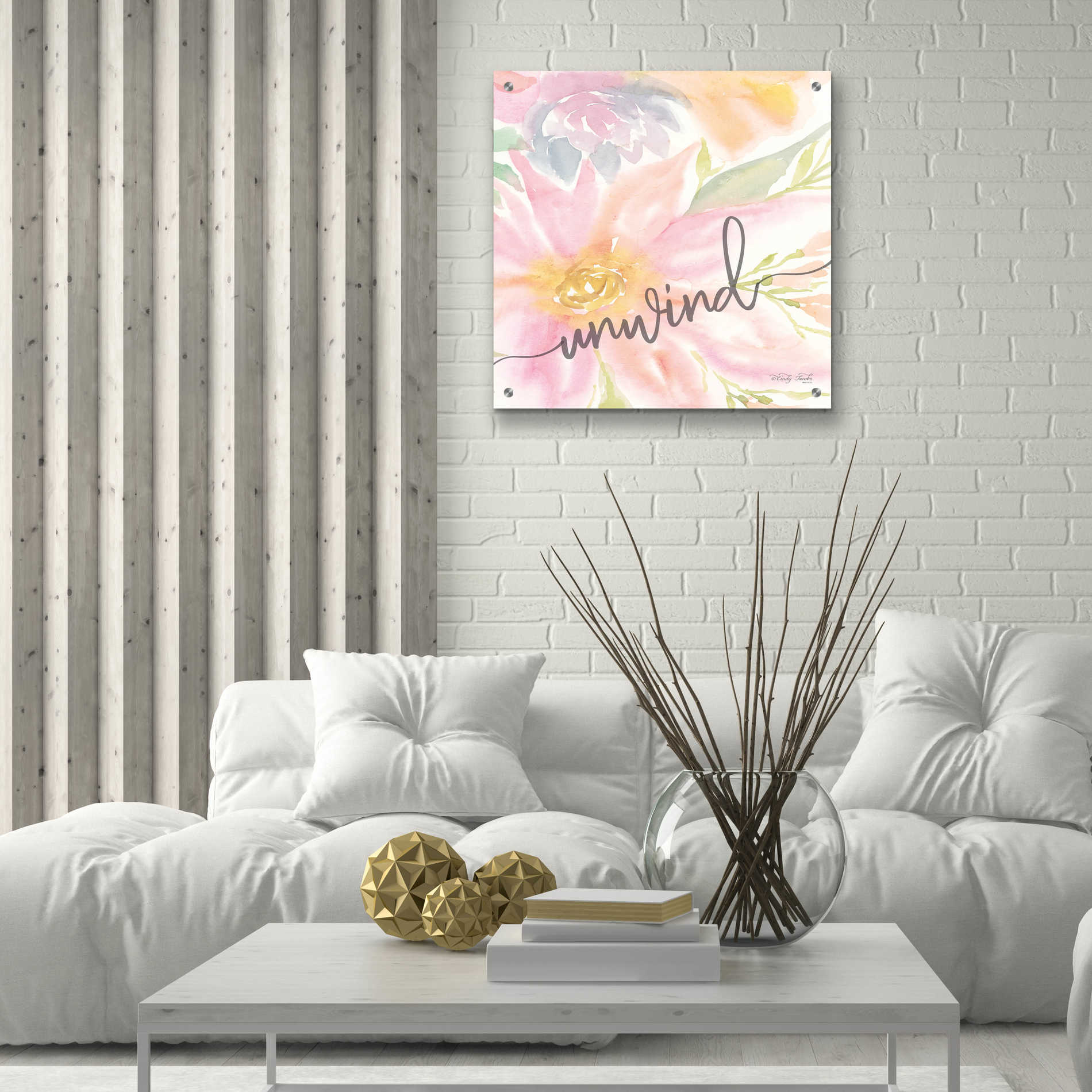 Epic Art 'Floral Unwind' by Cindy Jacobs, Acrylic Glass Wall Art,24x24