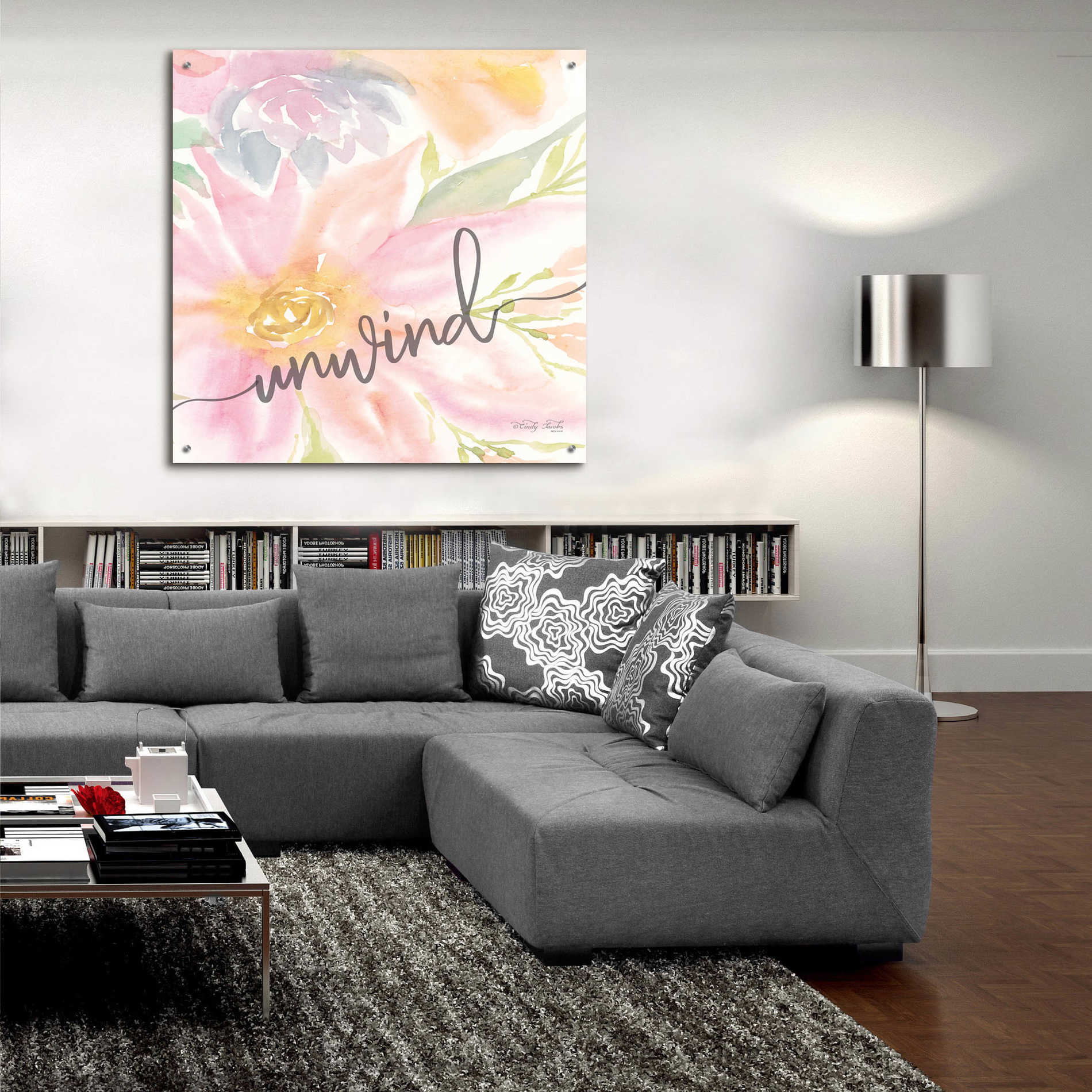 Epic Art 'Floral Unwind' by Cindy Jacobs, Acrylic Glass Wall Art,36x36