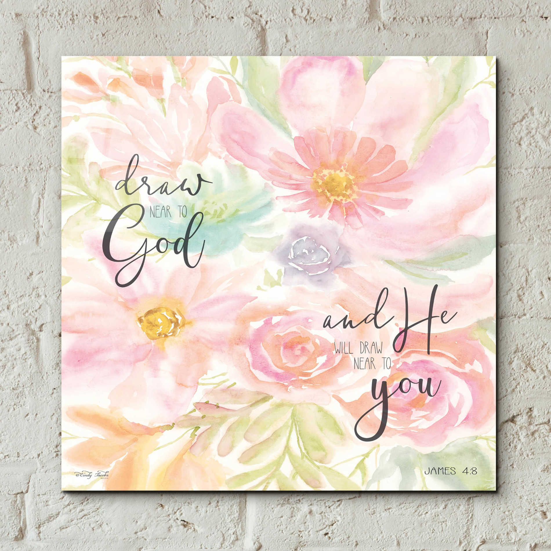 Epic Art 'Draw Near to God and He Will Draw Near to You' by Cindy Jacobs, Acrylic Glass Wall Art,12x12