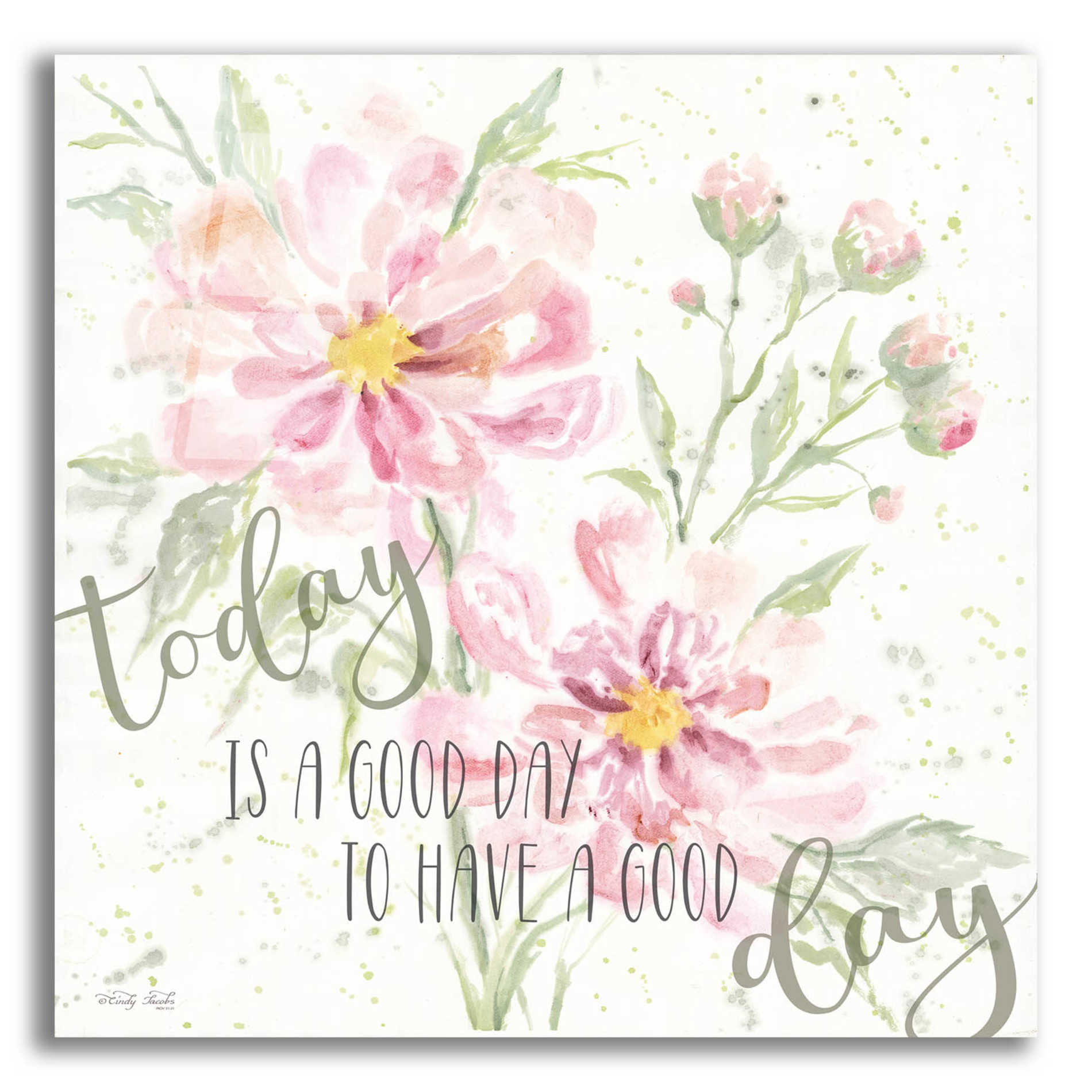 Epic Art 'Floral Today is a Good Day' by Cindy Jacobs, Acrylic Glass Wall Art,12x12