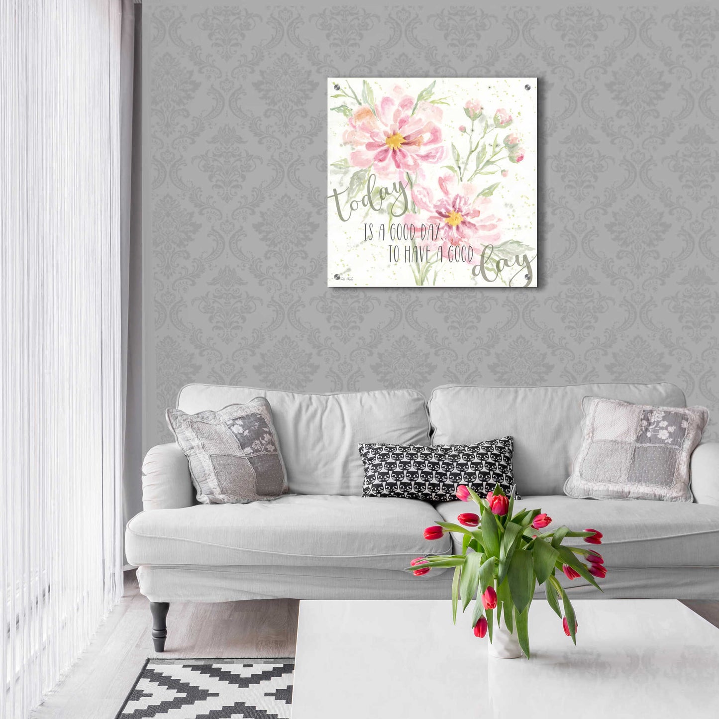 Epic Art 'Floral Today is a Good Day' by Cindy Jacobs, Acrylic Glass Wall Art,24x24