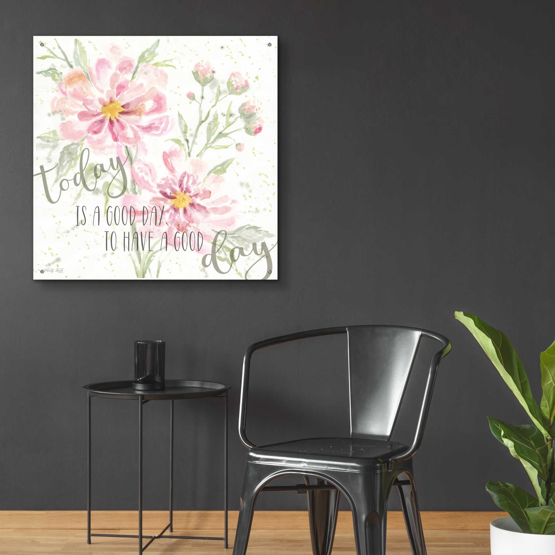 Epic Art 'Floral Today is a Good Day' by Cindy Jacobs, Acrylic Glass Wall Art,36x36