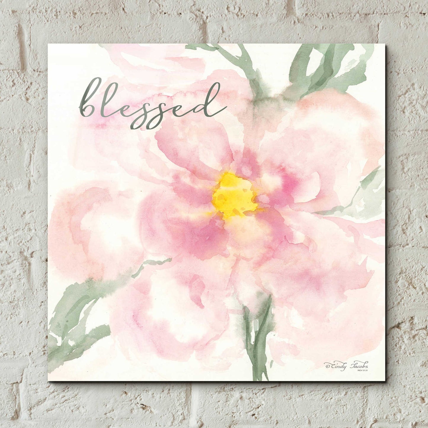 Epic Art 'Floral Blessed' by Cindy Jacobs, Acrylic Glass Wall Art,12x12