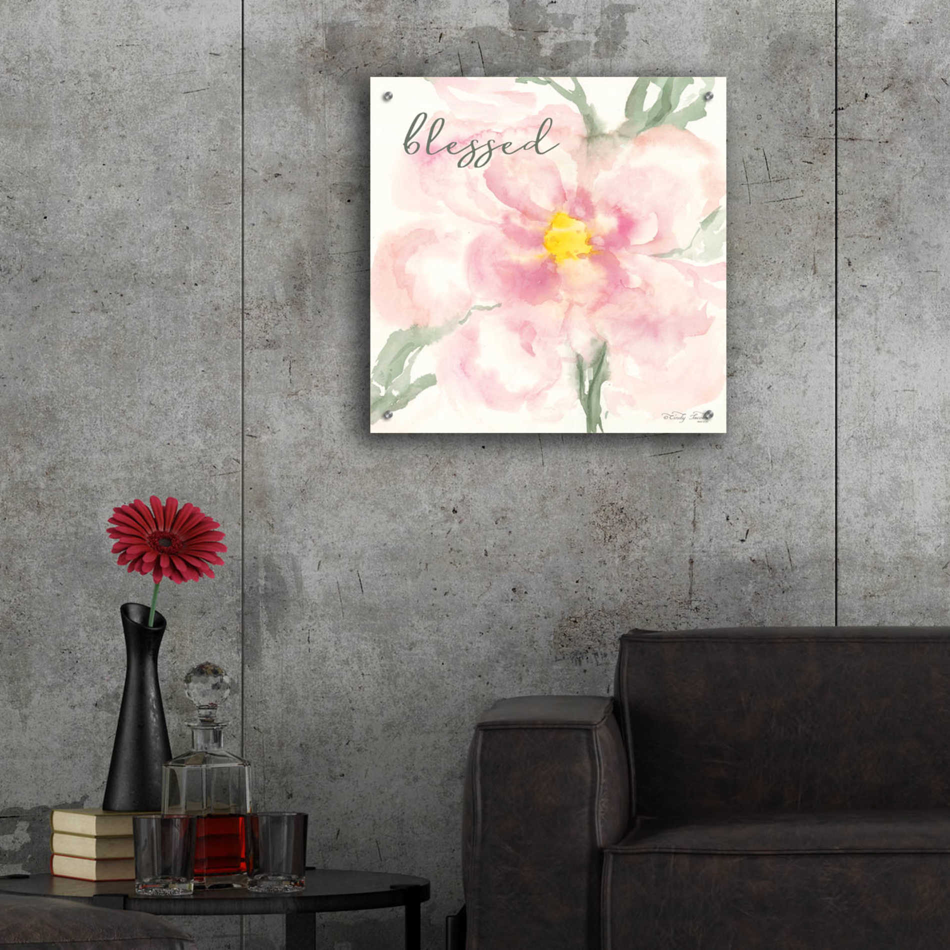 Epic Art 'Floral Blessed' by Cindy Jacobs, Acrylic Glass Wall Art,24x24