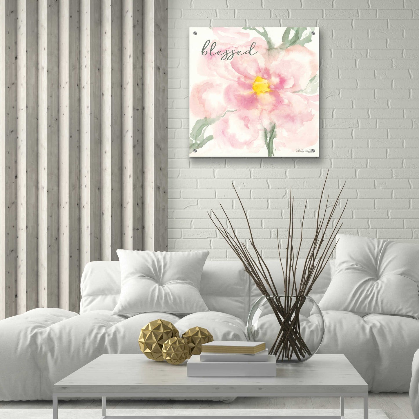 Epic Art 'Floral Blessed' by Cindy Jacobs, Acrylic Glass Wall Art,24x24