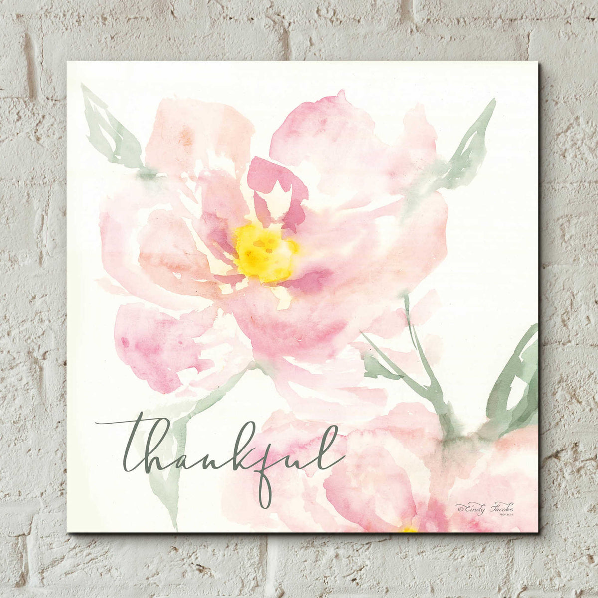 Epic Art 'Floral Thankful' by Cindy Jacobs, Acrylic Glass Wall Art,12x12