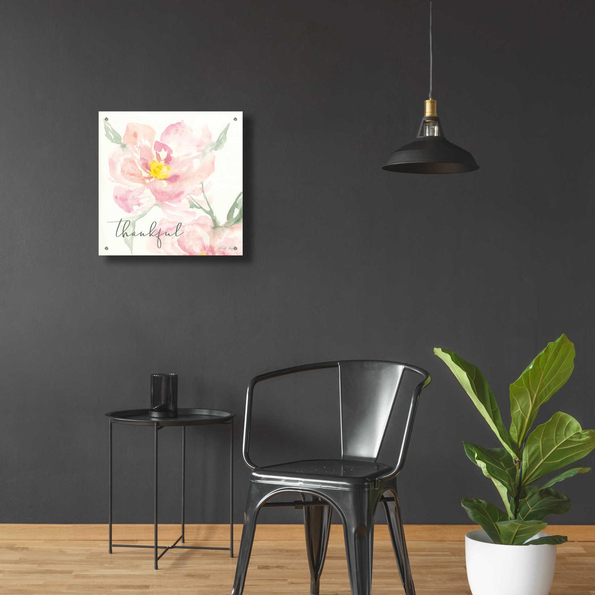 Epic Art 'Floral Thankful' by Cindy Jacobs, Acrylic Glass Wall Art,24x24