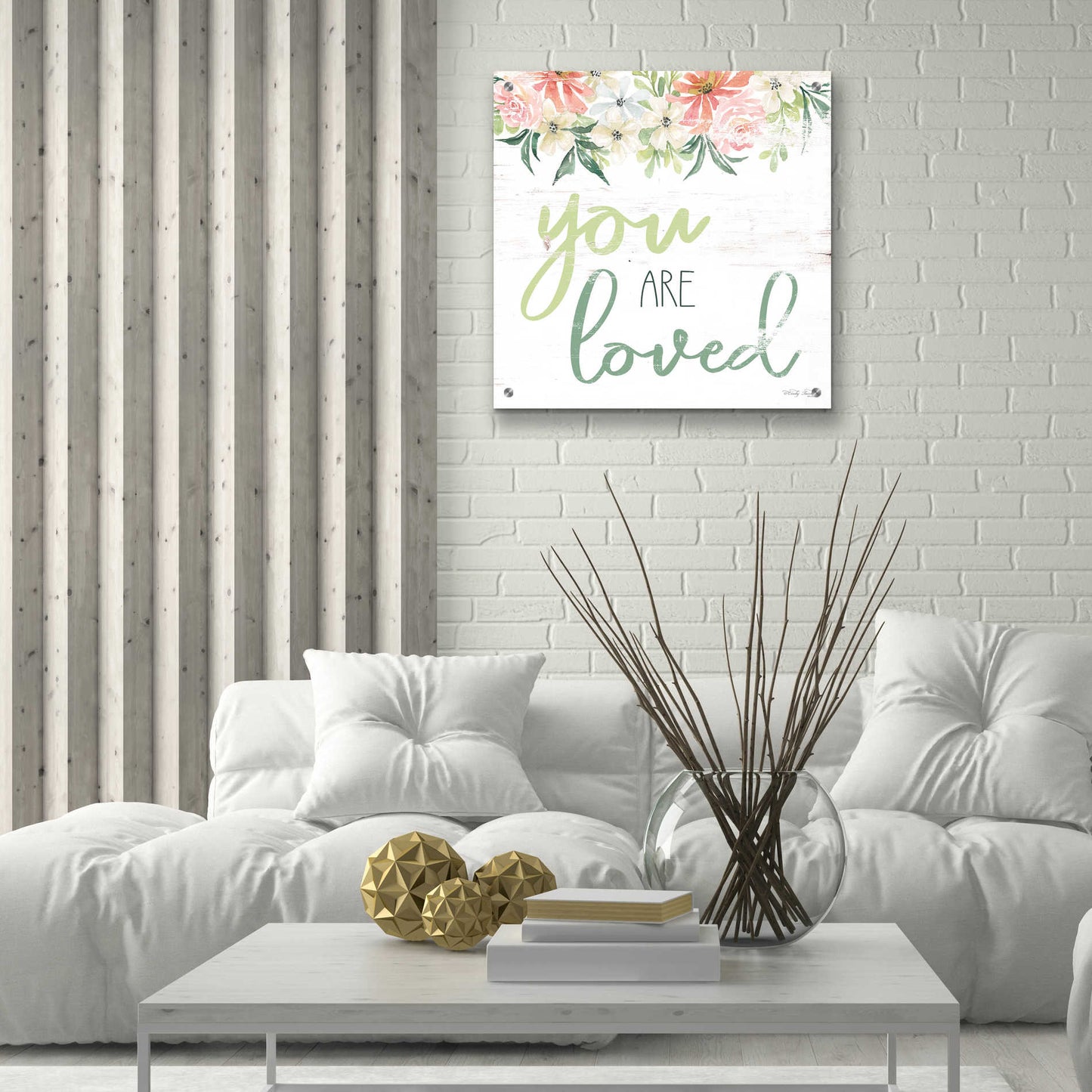 Epic Art 'Floral You Are Loved' by Cindy Jacobs, Acrylic Glass Wall Art,24x24