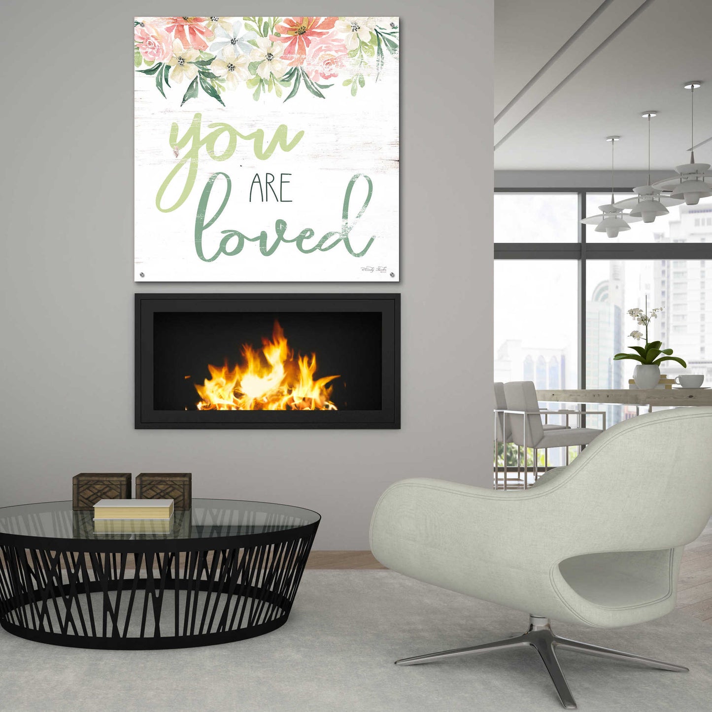 Epic Art 'Floral You Are Loved' by Cindy Jacobs, Acrylic Glass Wall Art,36x36