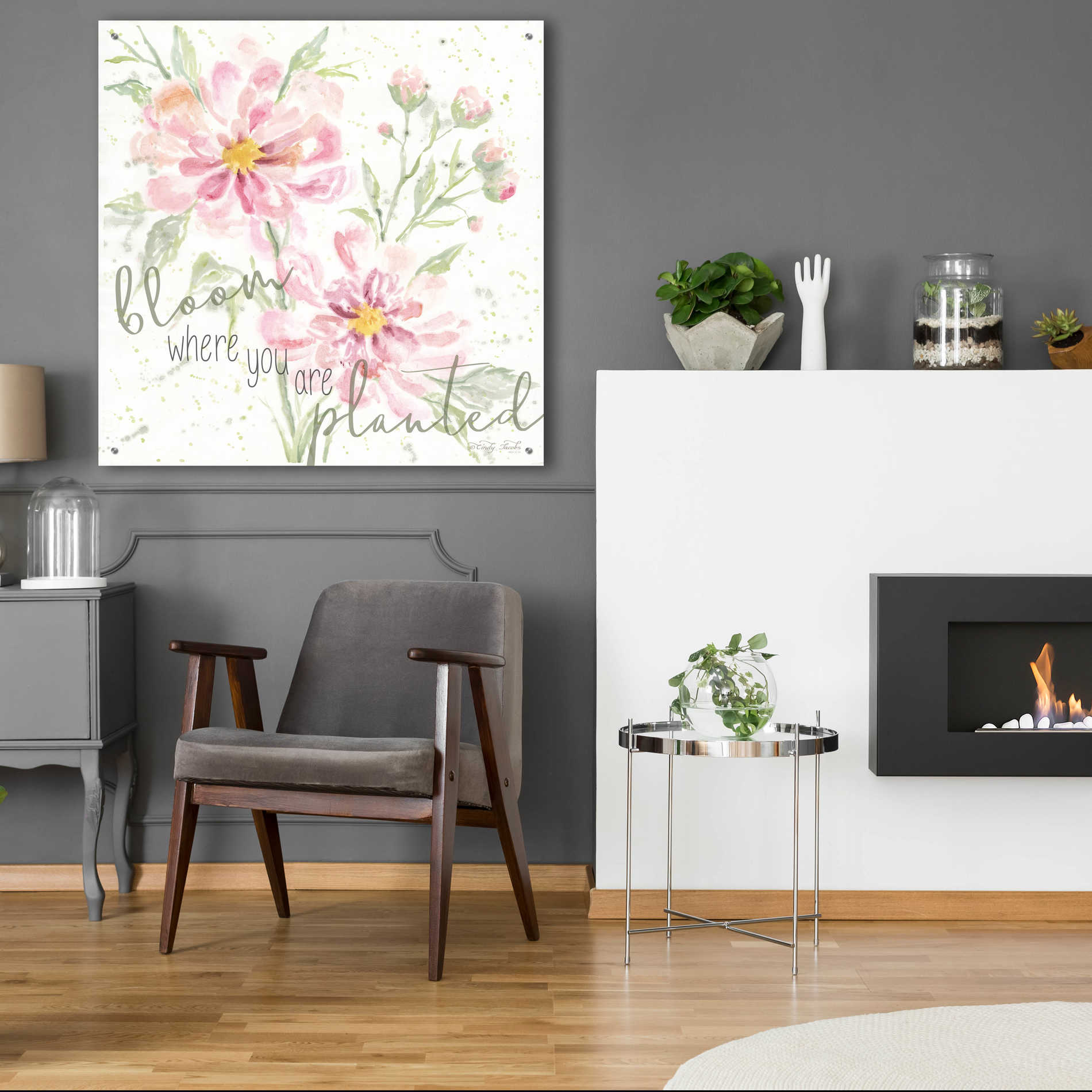 Epic Art 'Bloom Where You are Planted' by Cindy Jacobs, Acrylic Glass Wall Art,36x36