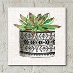 Epic Art 'Cactus Mud Cloth Vase I' by Cindy Jacobs, Acrylic Glass Wall Art,12x12