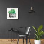 Epic Art 'Cactus Mud Cloth Vase II' by Cindy Jacobs, Acrylic Glass Wall Art,24x24